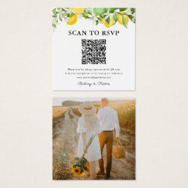 Lemon Limes QR Code Foto Weddenschap RSVP Vierkante Visitekaartjes