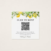 Lemon Limes QR Code Foto Weddenschap RSVP Vierkante Visitekaartjes (Voorkant)