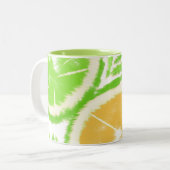 Lemon Limoen Abstracte Pop Tie Dye Tweekleurige Koffiemok (Voorkant links)