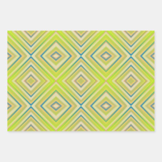 Lemon Limoen Alternative Diamond Pattern Inpakpapier Vel (Voorkant)