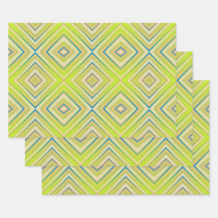 Lemon Limoen Alternative Diamond Pattern Inpakpapier Vel