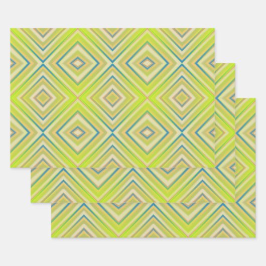 Lemon Limoen Alternative Diamond Pattern Inpakpapier Vel (Set)