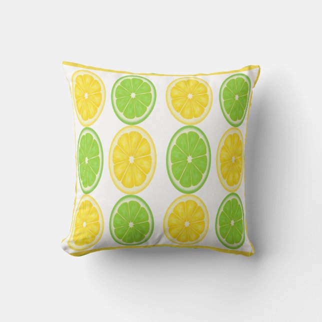 Lemon Limoen Citrus Pattern Pillow Kussen (Voorkant)