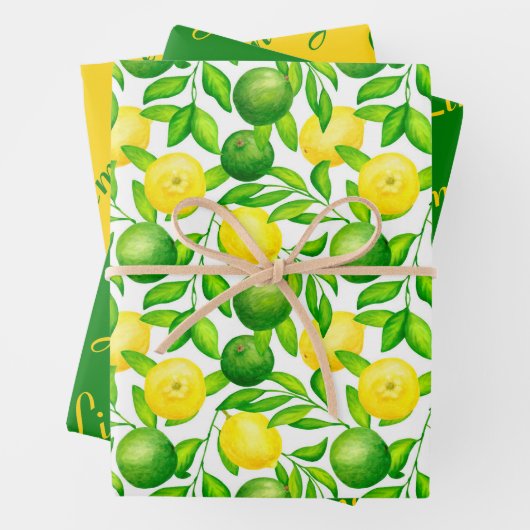 Lemon Limoen Citrus Wrapping Paper Set (In situ)