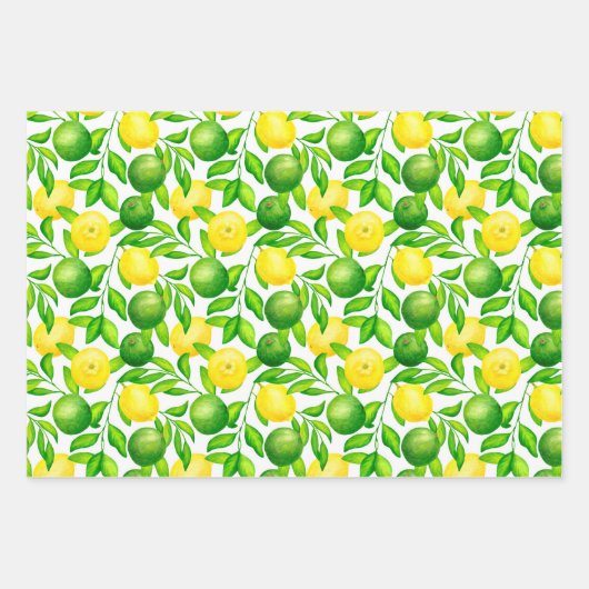 Lemon Limoen Citrus Wrapping Paper Set (Voorkant)