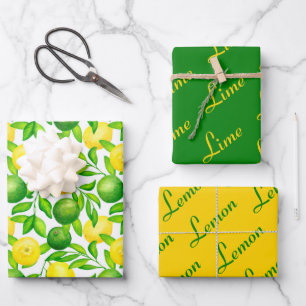 Lemon Limoen Citrus Wrapping Paper Set