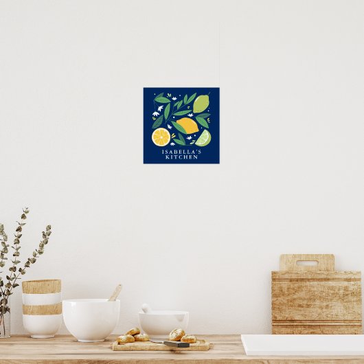 Lemon Limoen Design Blue Specialized Kitchen Poster (Keuken)