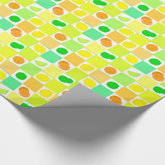 Lemon-, Limoen- en Oranje citrusvruchten-trilpatro Cadeaupapier (Hoek)