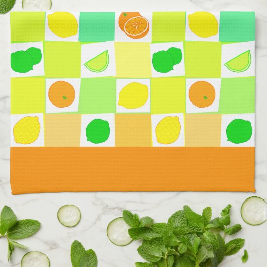 Lemon, Limoen en Sinaasappels Citrus Slice Oranje Theedoek (Gevouwen)