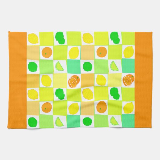 Lemon, Limoen en Sinaasappels Citrus Slice Oranje Theedoek (Horizontaal)