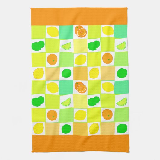 Lemon, Limoen en Sinaasappels Citrus Slice Oranje Theedoek (Verticaal)