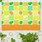 Lemon Limoen en Sinaasappels Patroon Oranje Rand Theedoek (Gevouwen)
