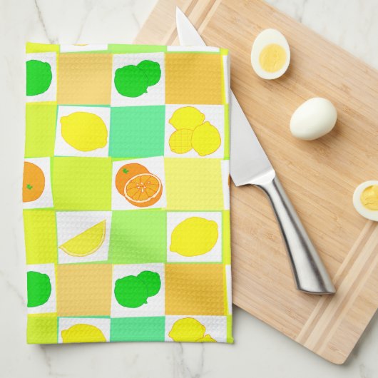 Lemon Limoen en Sinaasappels Patroon Theedoek (Quarter Fold)