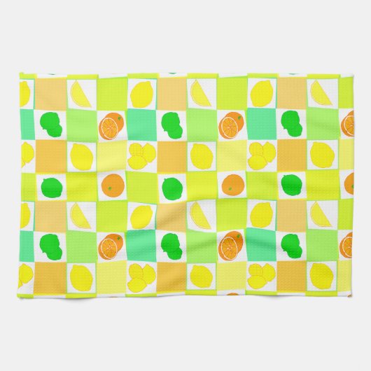 Lemon Limoen en Sinaasappels Patroon Theedoek (Horizontaal)