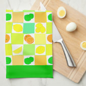 Lemon Limoen en Sinaasappels Pattern Green Border Theedoek (Quarter Fold)