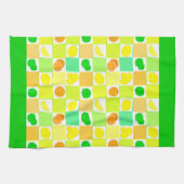 Lemon Limoen en Sinaasappels Pattern Green Border Theedoek (Horizontaal)