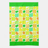 Lemon Limoen en Sinaasappels Pattern Green Border Theedoek (Verticaal)