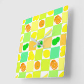 Lemon Limoen en Sinaasappels Pattern Kitchen Clock Vierkante Klok (Hoek)