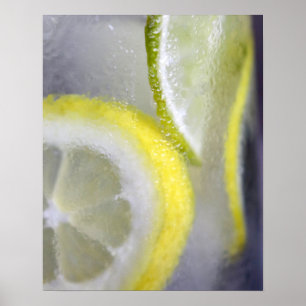 Lemon Limoen Ice Water in Carafe Close-up 16x20 Poster