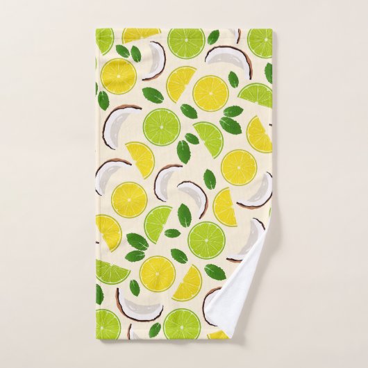 Lemon limoen kokosnoot en mint gelukkig patroon handdoek (Handdoek)