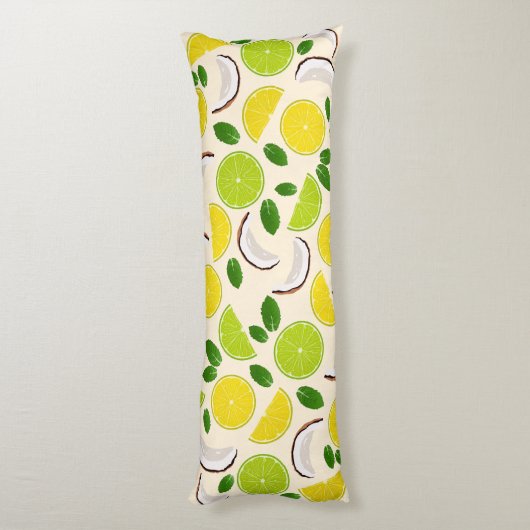 Lemon limoen kokosnoot en mint gelukkig patroon lichaamskussen (Achterkant (Verticaal))