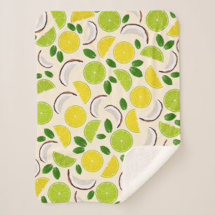 Lemon limoen kokosnoot en mint gelukkig patroon sherpa deken