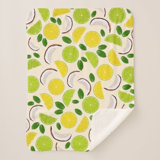 Lemon limoen kokosnoot en mint gelukkig patroon sherpa deken (Voorkant)