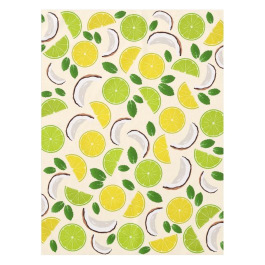Lemon limoen kokosnoot en mint gelukkig patroon tafelkleed (Voorkant)
