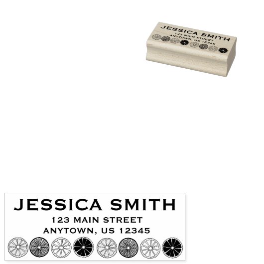 Lemon Limoen Oranje Grapefruit Citrus Fruit Adres Rubberstempel (Gestempeld)