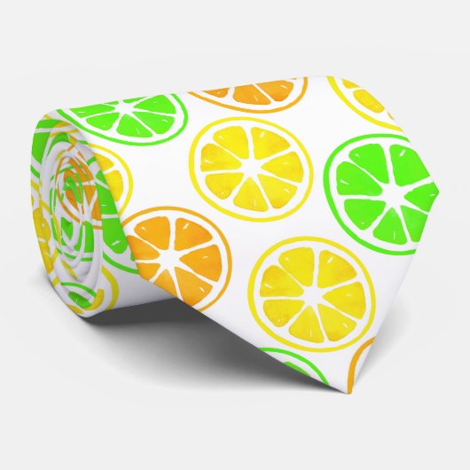 Lemon Limoen Oranje Segment Patroon Stropdas (Opgerold)