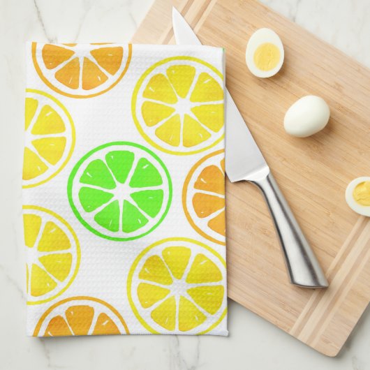 Lemon Limoen Oranje Segment Patroon Theedoek (Quarter Fold)
