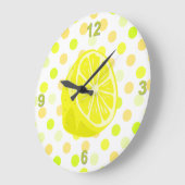 Lemon Limoen Polka Dot Kitchen Wall klok (Hoek)