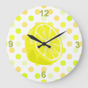 Lemon Limoen Polka Dot Kitchen Wall klok