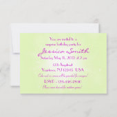 Lemon Limoen Roze Butterfly Birthday RSVP Uitnodig Kaart (Achterkant)