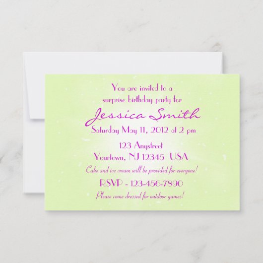 Lemon Limoen Roze Butterfly Birthday RSVP Uitnodig Kaart (Achterkant)