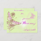 Lemon Limoen Roze Butterfly Birthday RSVP Uitnodig Kaart (Voorkant / Achterkant)