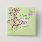 Lemon Limoen Roze Butterfly Button (Voorkant)