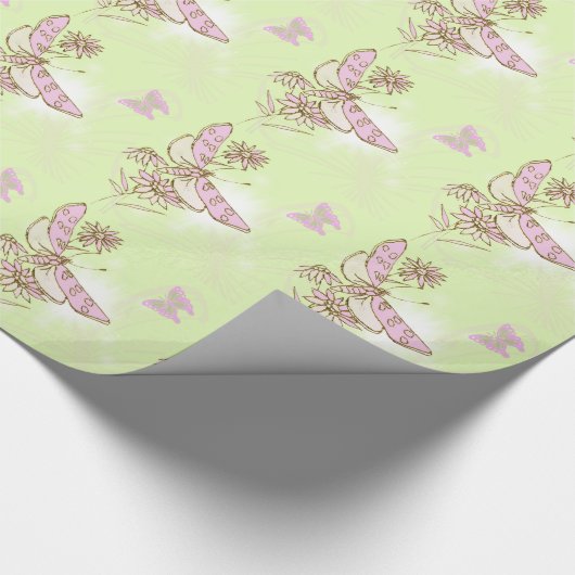 Lemon Limoen Roze vlinderbloempapier Cadeaupapier (Hoek)