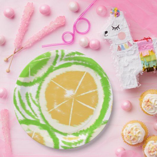 Lemon Limoen Slices Swirl Abstracte Party Papieren Bordje (Feest)