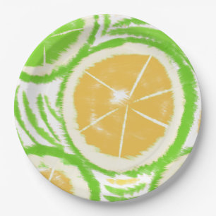 Lemon Limoen Slices Swirl Abstracte Party Papieren Bordje