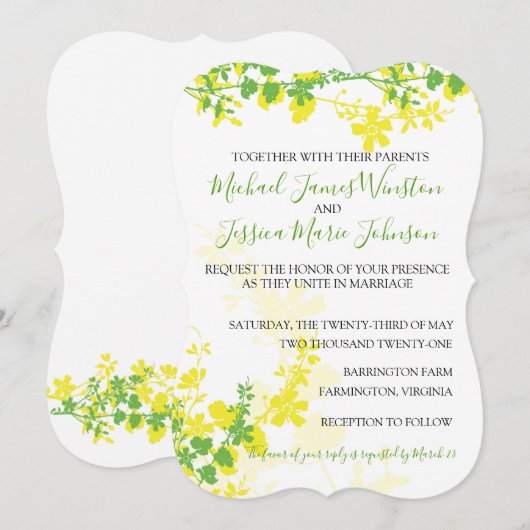 Lemon Limoen Vines huwelijksuitnodiging Kaart (Voorkant / Achterkant)