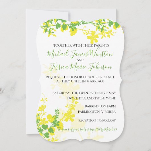 Lemon Limoen Vines huwelijksuitnodiging Kaart (Voorkant)
