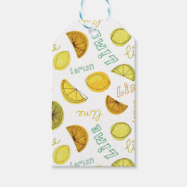 Lemon & Limoen Zesty Fruit Pattern Cadeaulabel