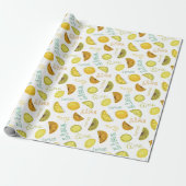Lemon & Limoen Zesty Fruit Pattern Cadeaupapier (Uitgerold)