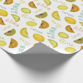 Lemon & Limoen Zesty Fruit Pattern Cadeaupapier