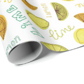 Lemon & Limoen Zesty Fruit Pattern Cadeaupapier (Rol Hoek)