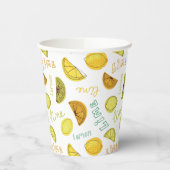 Lemon & Limoen Zesty Fruit Pattern Papieren Bekers (Links)