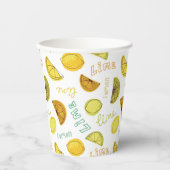 Lemon & Limoen Zesty Fruit Pattern Papieren Bekers (Voorkant)