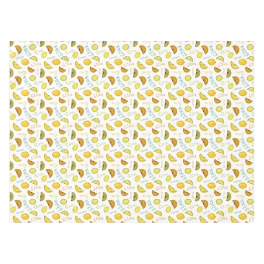 Lemon & Limoen Zesty Fruit Pattern Short Tafelkleed (Voorkant (Horizontaal))