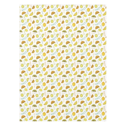 Lemon & Limoen Zesty Fruit Pattern Short Tafelkleed (Voorkant)